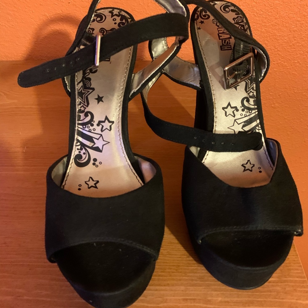 Black strap heels
